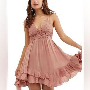 Free People Pink Lace Mini Dress